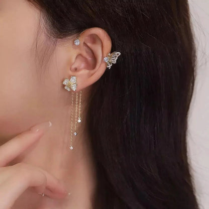 ButterGlow – Pendientes de flecos de mariposa de circonita cúbica