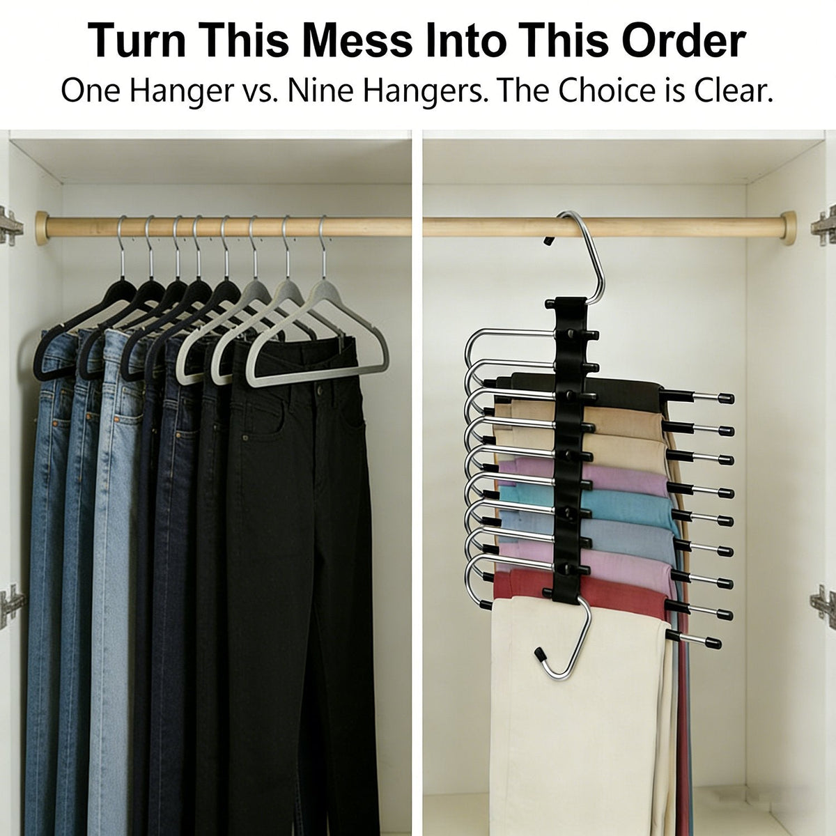 ClosetMax – Organizador de pantalones colgante de 9 niveles
