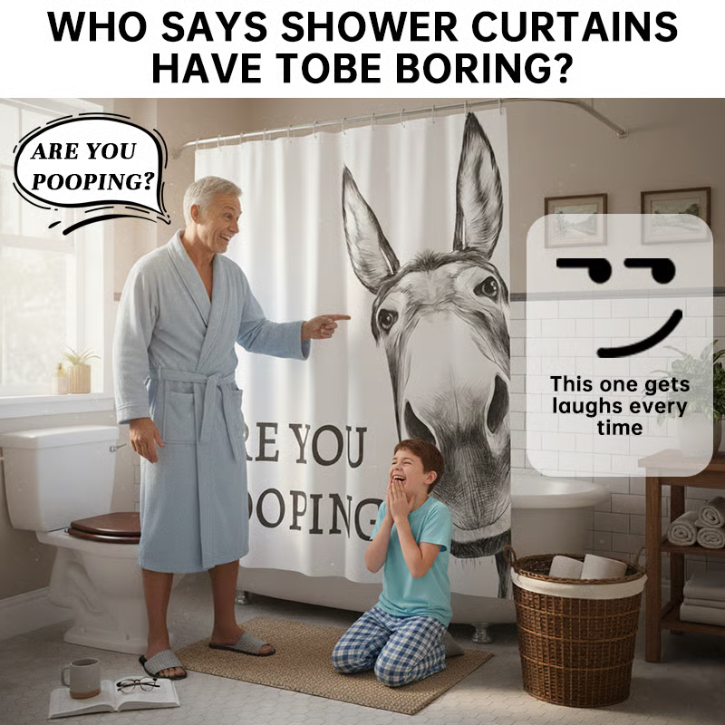 "Are You Pooping?" Donkey Shower Curtain