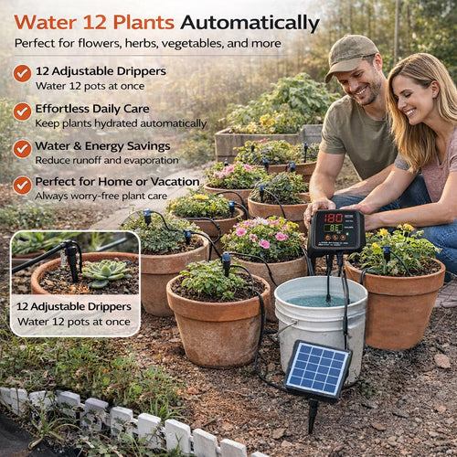 💧 Kit de riego por goteo solar para 12 plantas 🔥