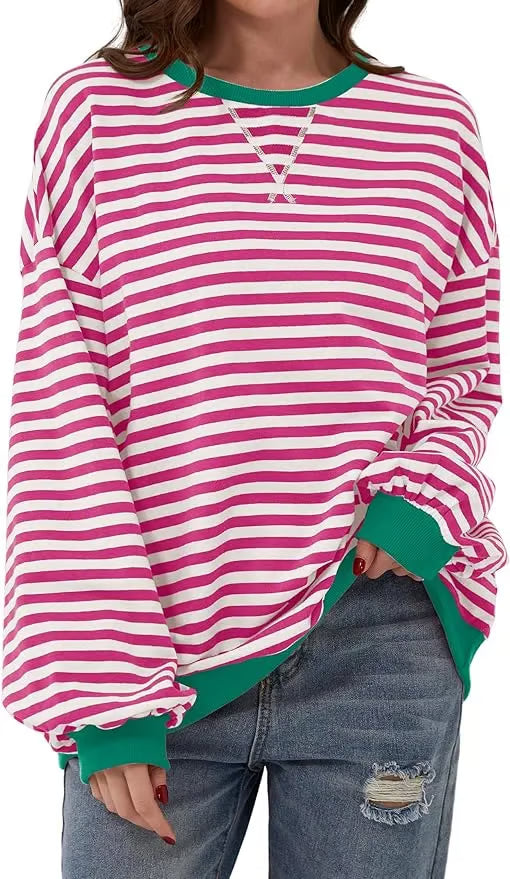 StripeAura – Sudadera de rayas color block para mujer