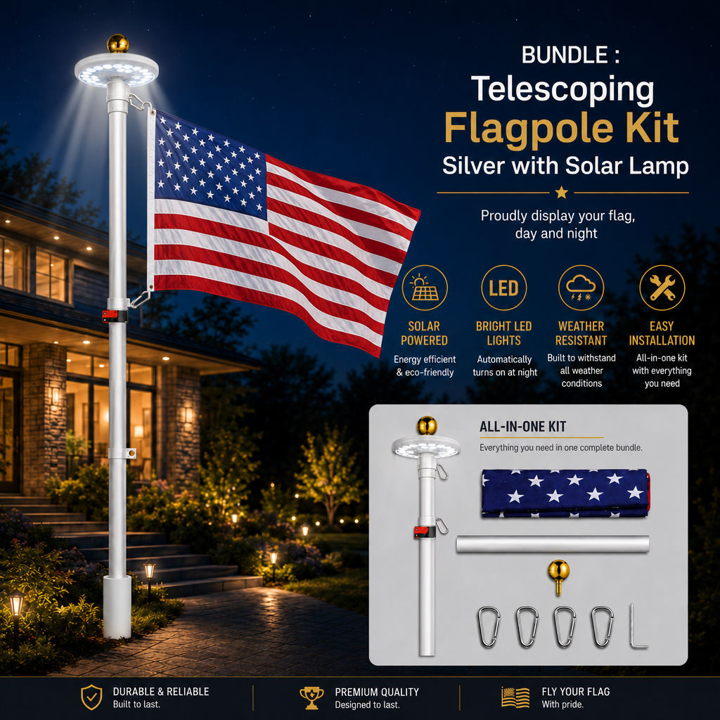 SolarGlory – Mástil telescópico con luz LED