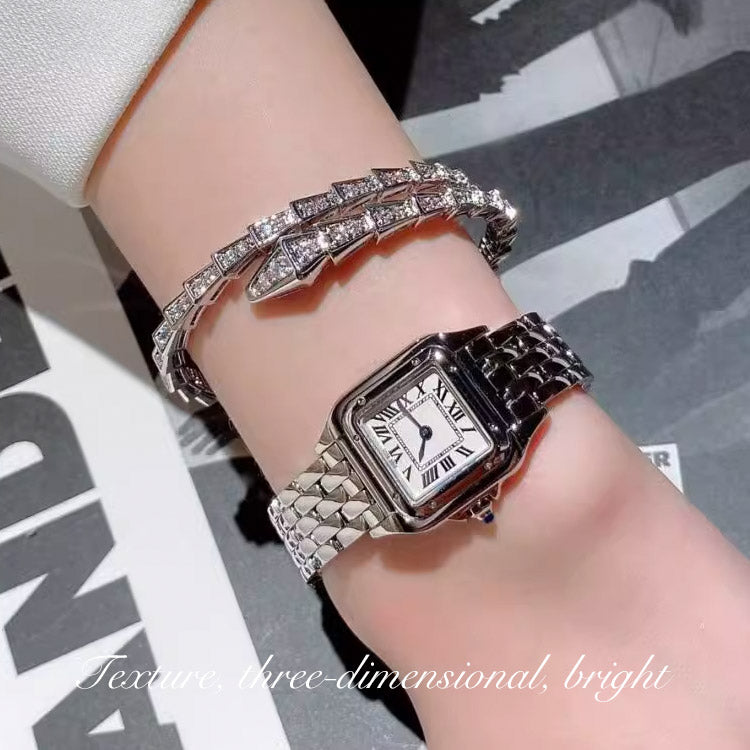 SerpentGlow – Pulsera de brazalete abierto con forma de serpiente de circonita