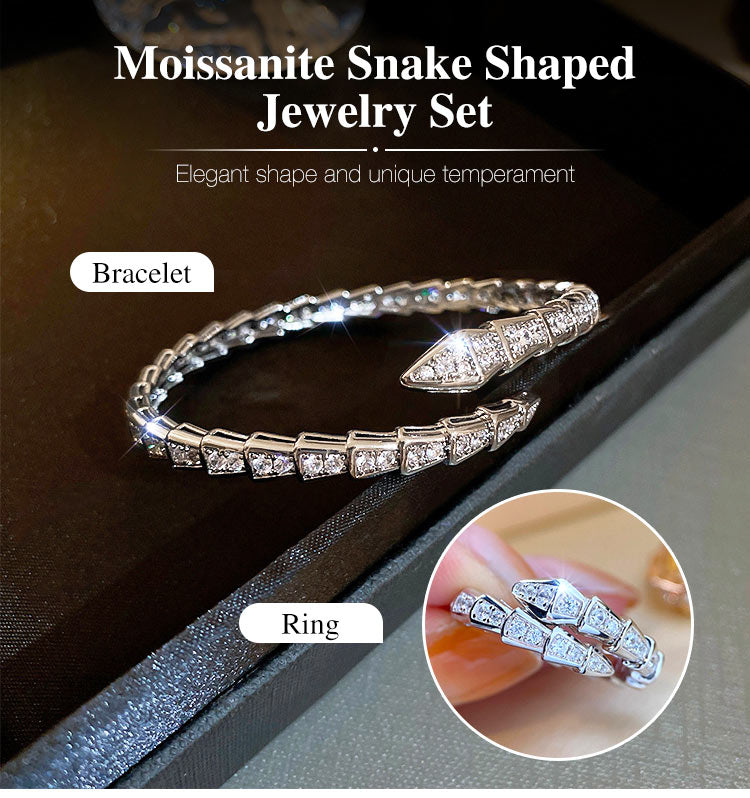 SerpentGlow – Pulsera de brazalete abierto con forma de serpiente de circonita