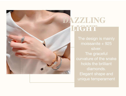 SerpentGlow – Pulsera de brazalete abierto con forma de serpiente de circonita