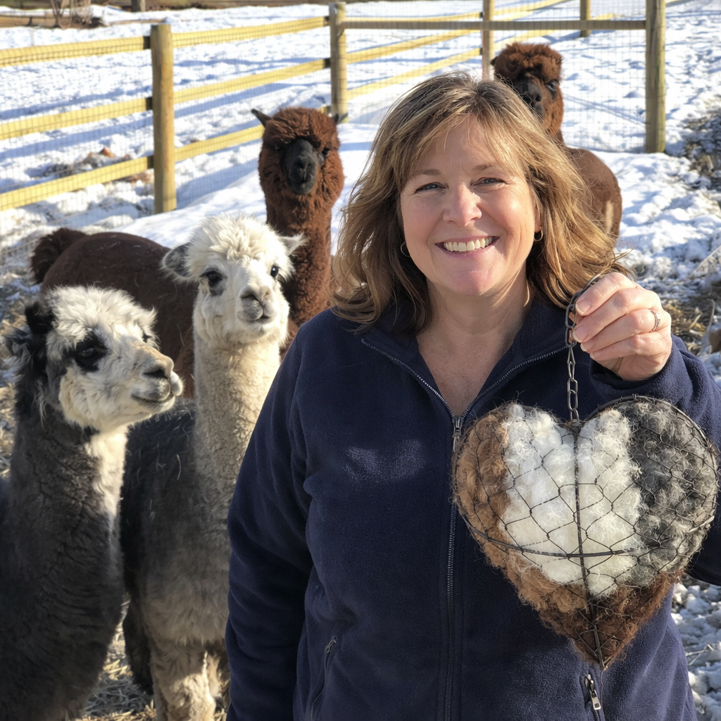 Corazón anidadero de fibra de alpaca hecho a mano