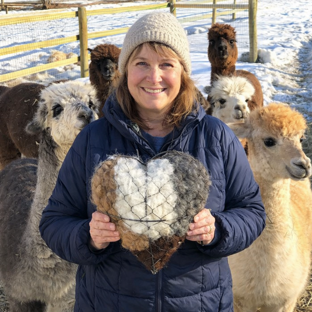 Corazón anidadero de fibra de alpaca hecho a mano