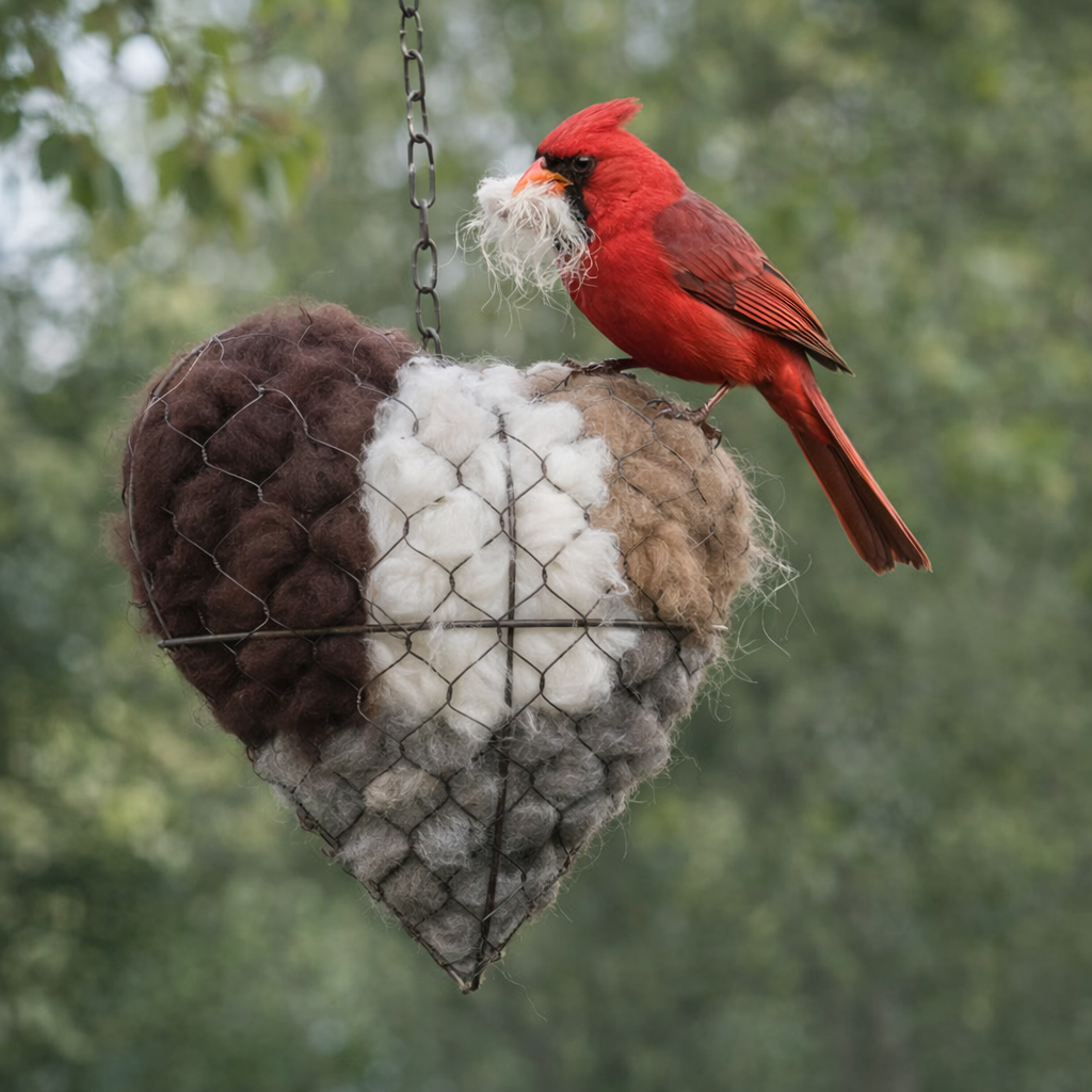 Corazón anidadero de fibra de alpaca hecho a mano