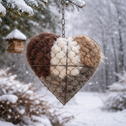 Corazón anidadero de fibra de alpaca hecho a mano