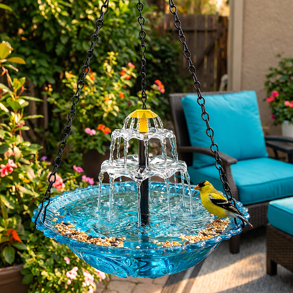 Fuente de baño para pájaros colgante Solar Cascade