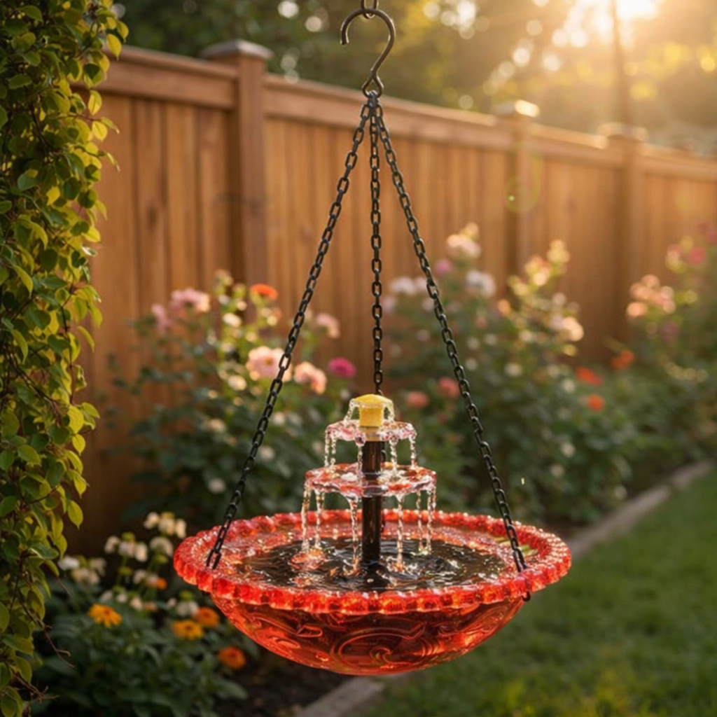 Fuente de baño para pájaros colgante Solar Cascade