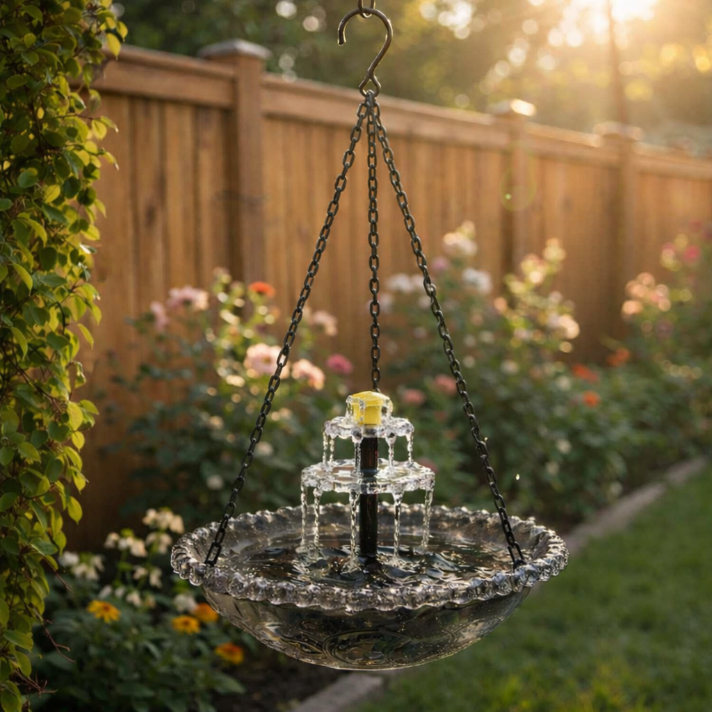 Fuente de baño para pájaros colgante Solar Cascade