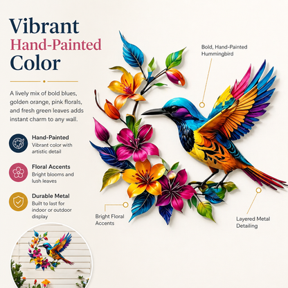 GardenWhisper – Florales Kolibri-Wandbild zum Aufhängen