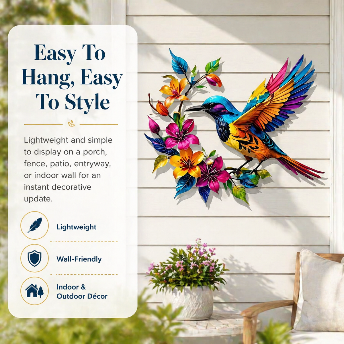 GardenWhisper – Florales Kolibri-Wandbild zum Aufhängen