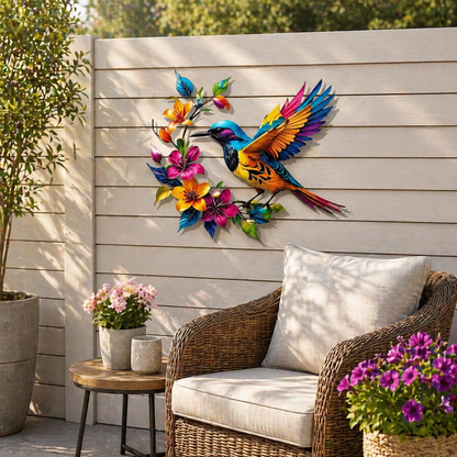 BloomForge – Arte de pared de metal de colibrí