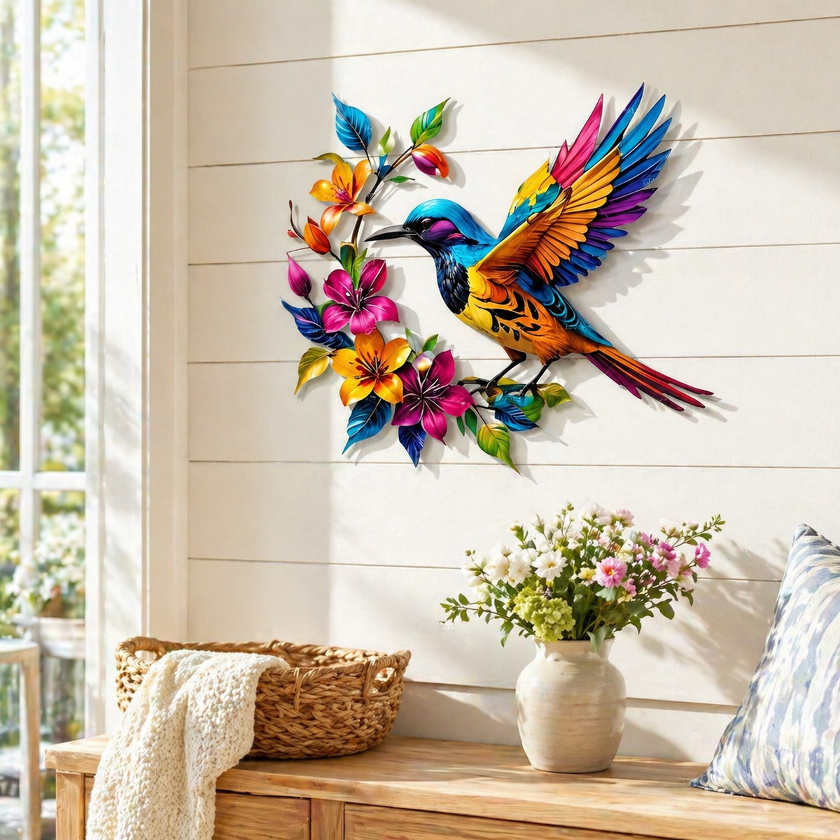 BloomForge – Arte de pared de metal de colibrí