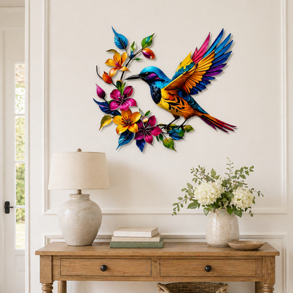 GardenWhisper – Florales Kolibri-Wandbild zum Aufhängen