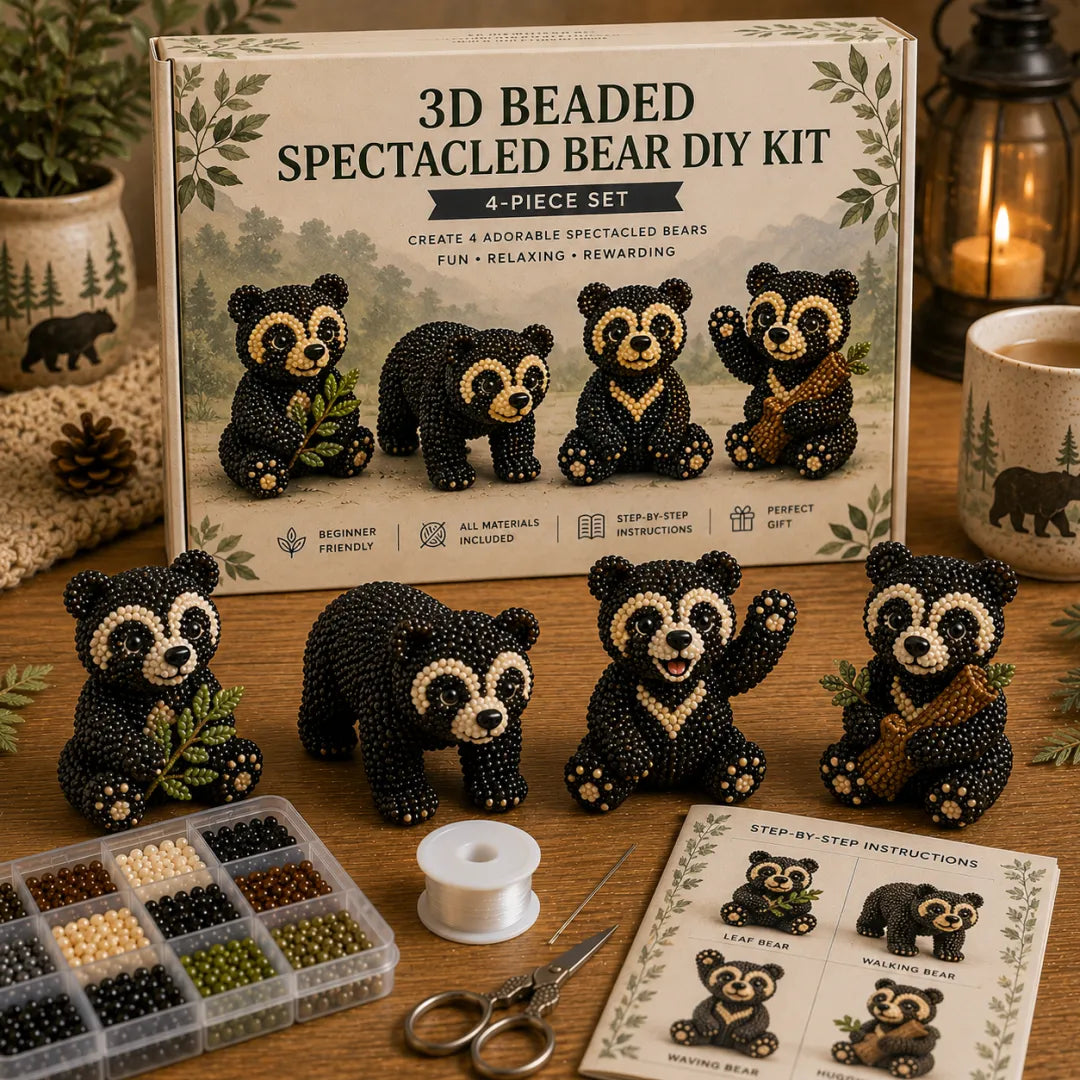 BearCraft - Kit de bricolaje de oso con cuentas 3D (set de 4 piezas hechas a mano)