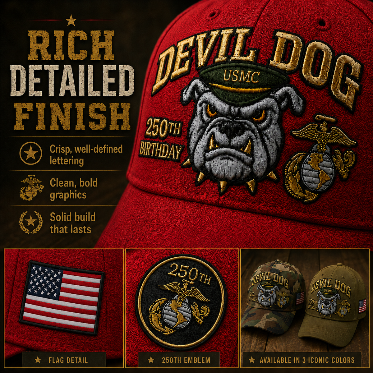 SemperValor – Gorra Bordada Herencia Devil Dog