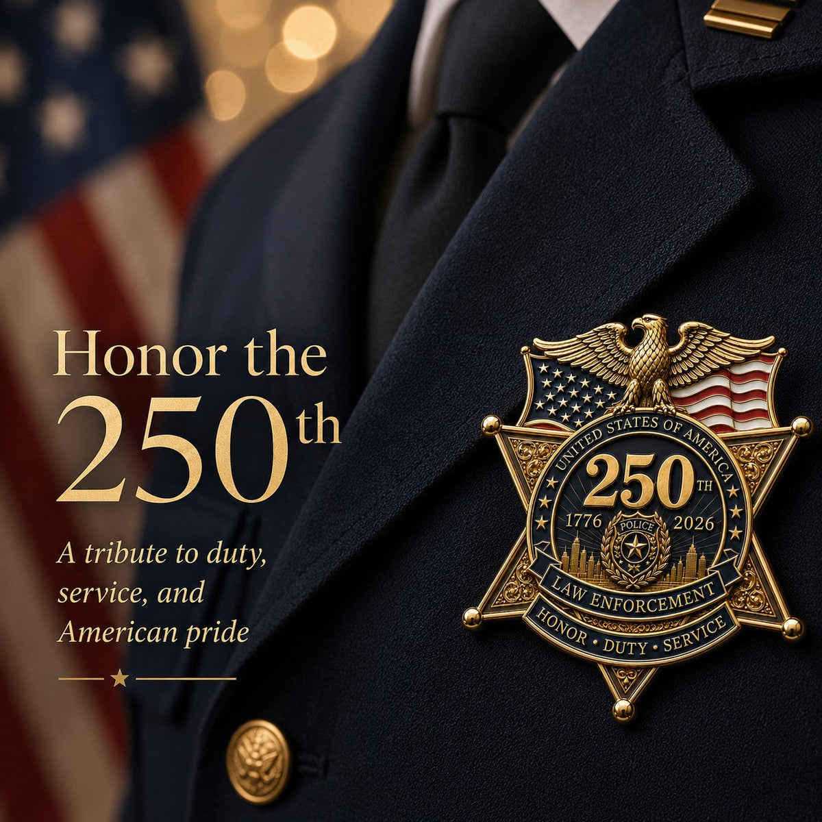 LibertyShield – Broche policial América 250