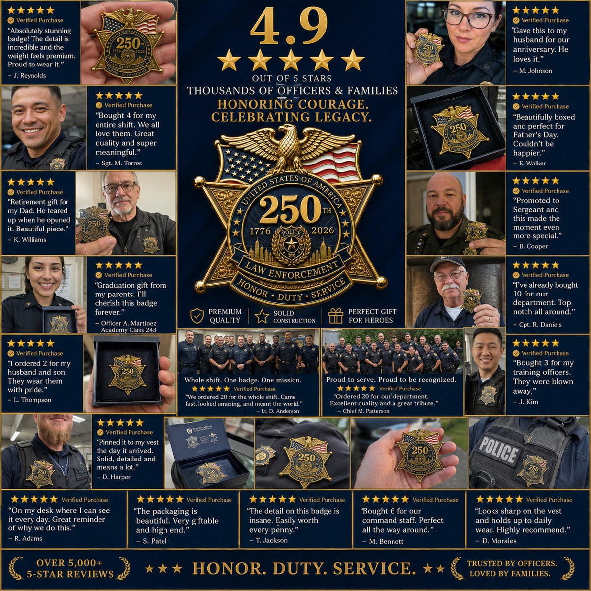 LibertyShield – Broche policial América 250