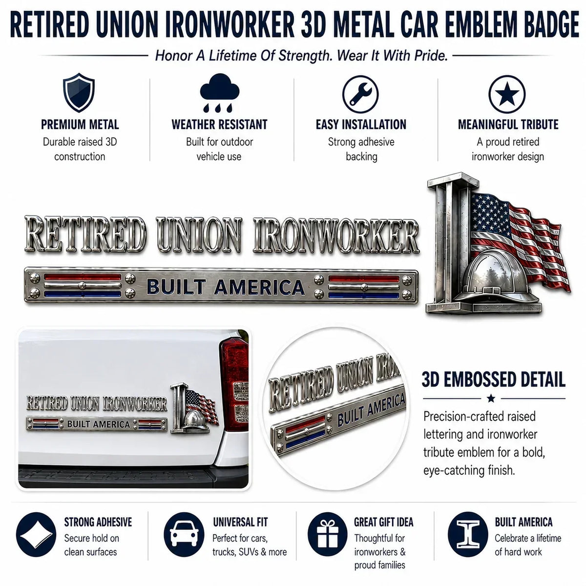 SteelLegacy – Emblema para coche de trabajador siderúrgico retirado del sindicato