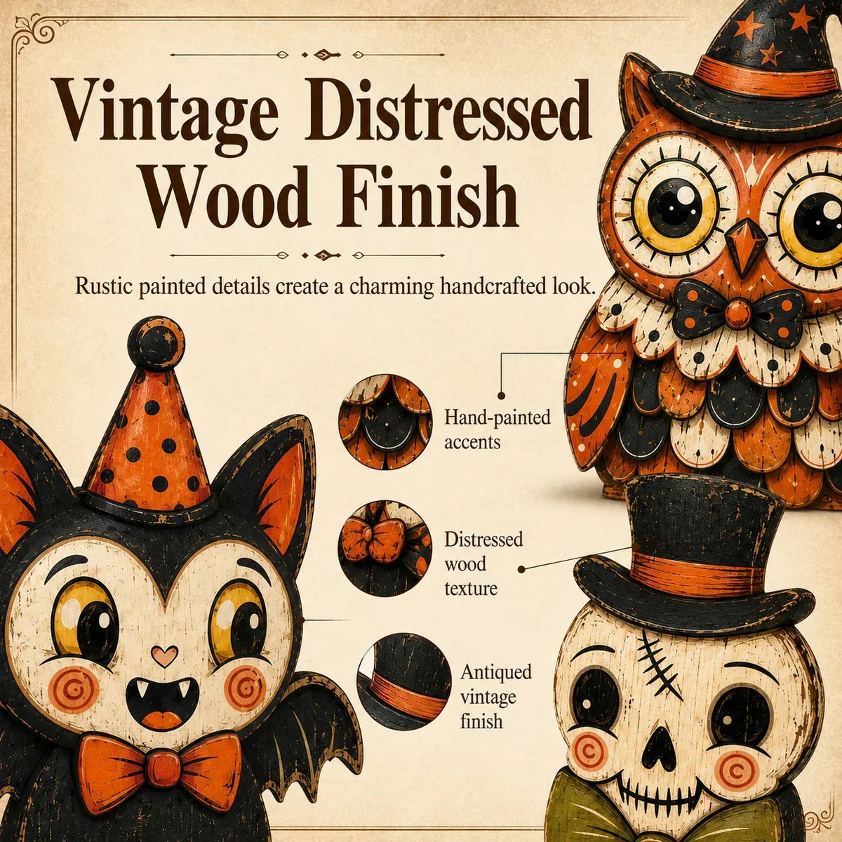 HarvestHeirloom – Colección de figuras de madera vintage de Navidad