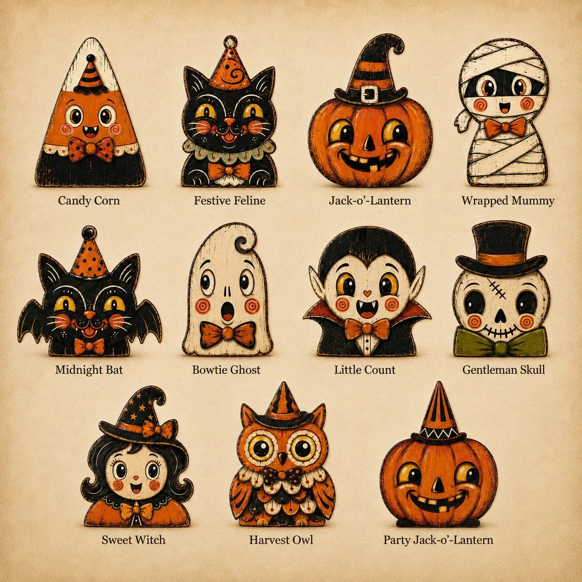 HarvestHeirloom – Colección de figuras de madera vintage de Navidad