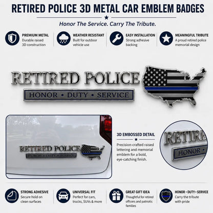 BlueShield – Metall-Autoemblem für pensionierte Polizisten