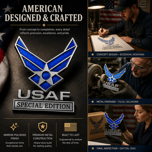 BlueValor – Emblema metálico de la Fuerza Aérea para automóvil