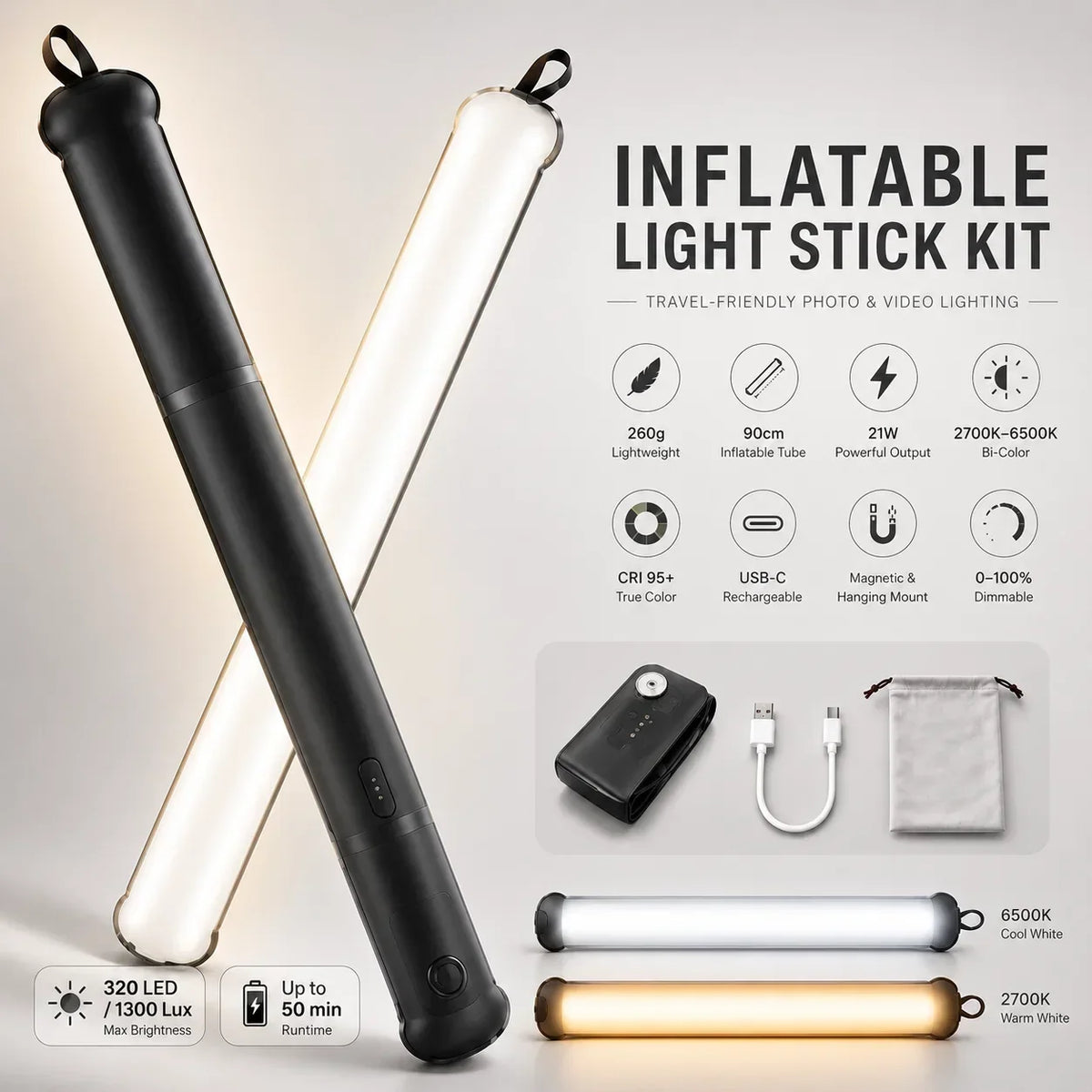 GlowAir – Barra inflable con luz LED
