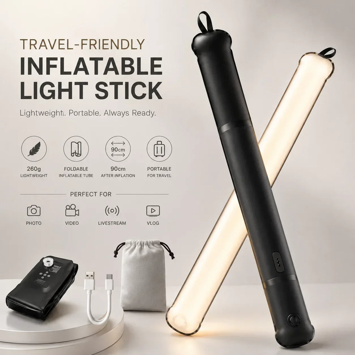 GlowAir – Barra inflable con luz LED