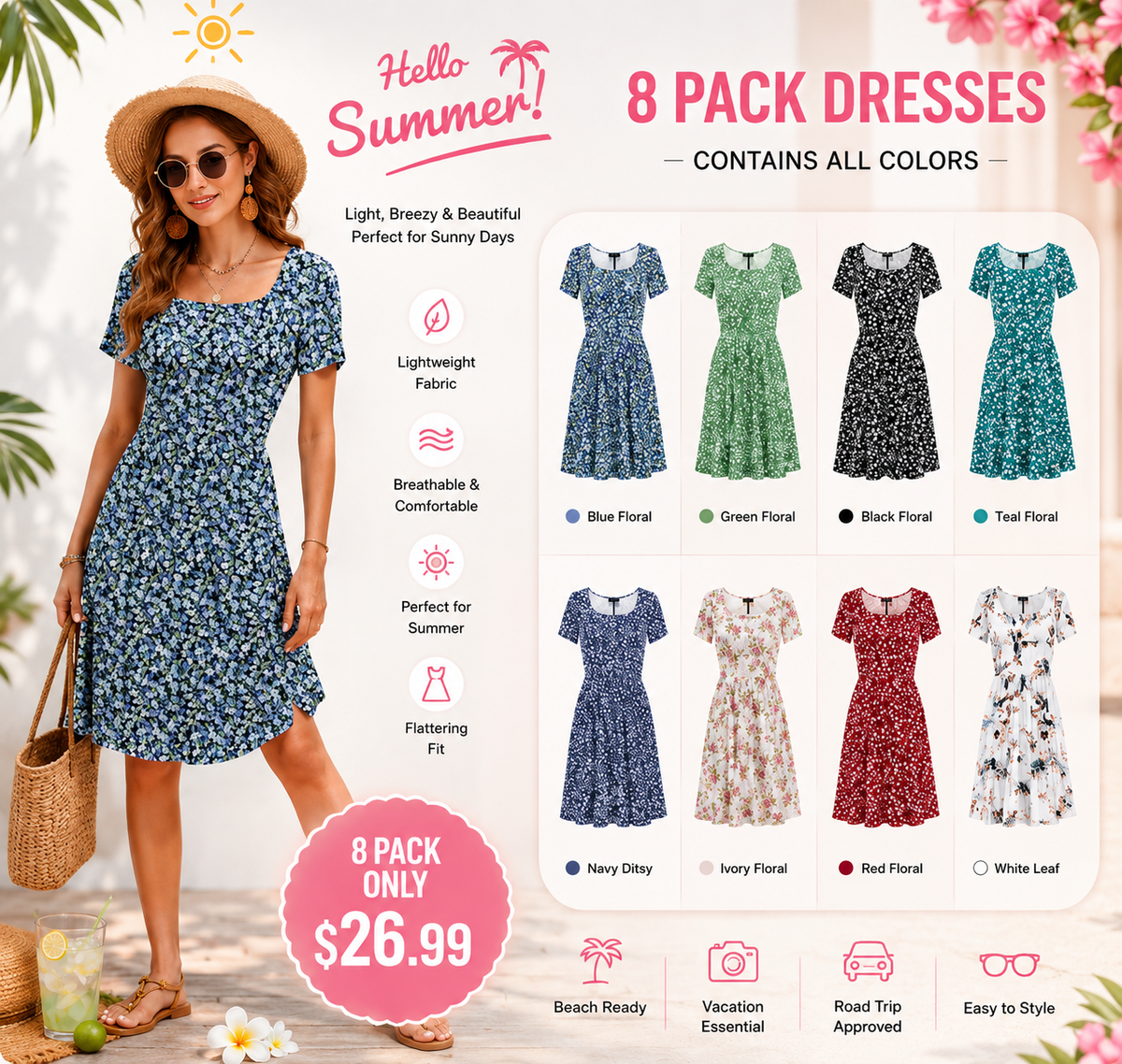 LunaFlora – Elegante vestido de verano floral para mujer