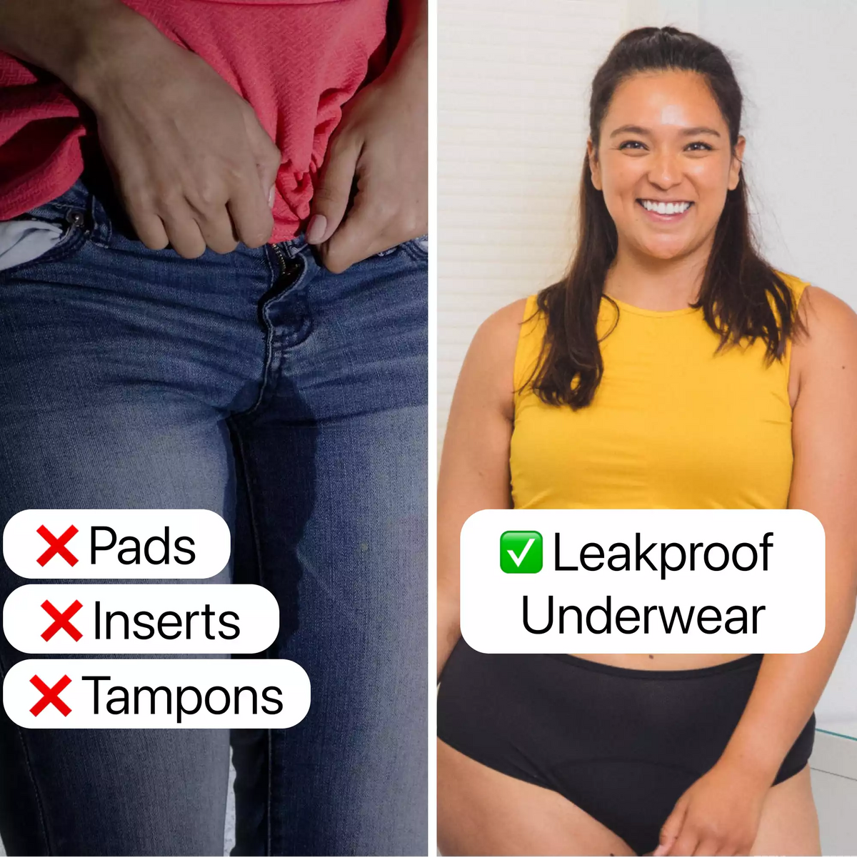 PureWear – Bragas menstruales de cintura alta a prueba de fugas