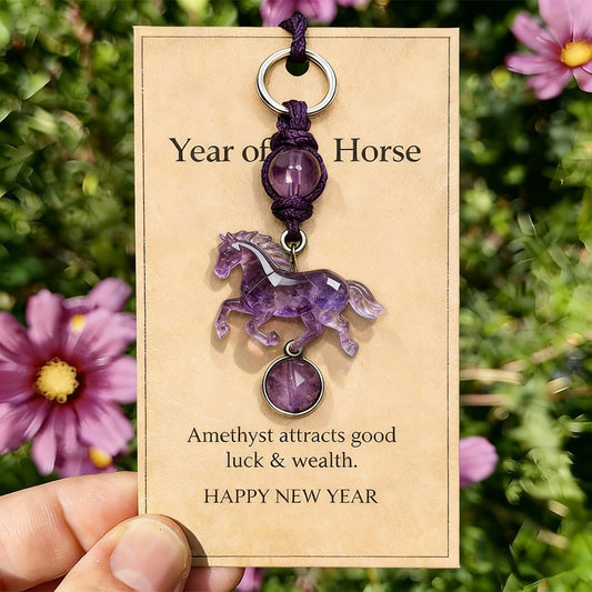 EquiGem – Amethyst-Kristall-Pferdeanhänger-Schlüsselanhänger