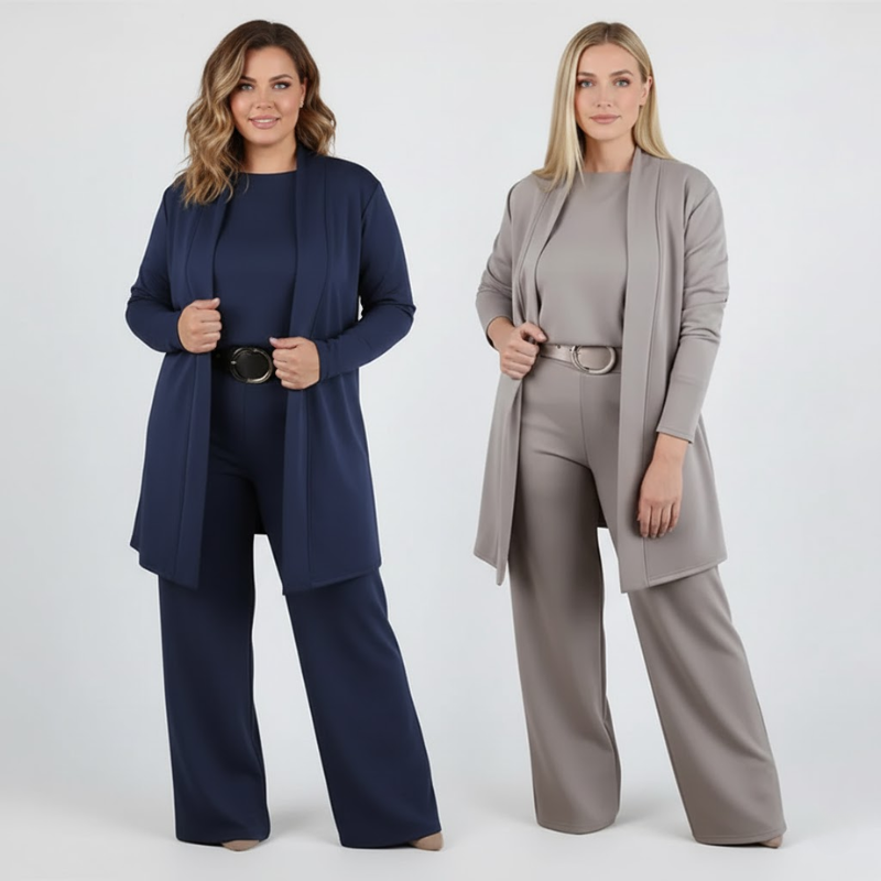Elegante conjunto de 3 piezas con caída fluida – Lunara™