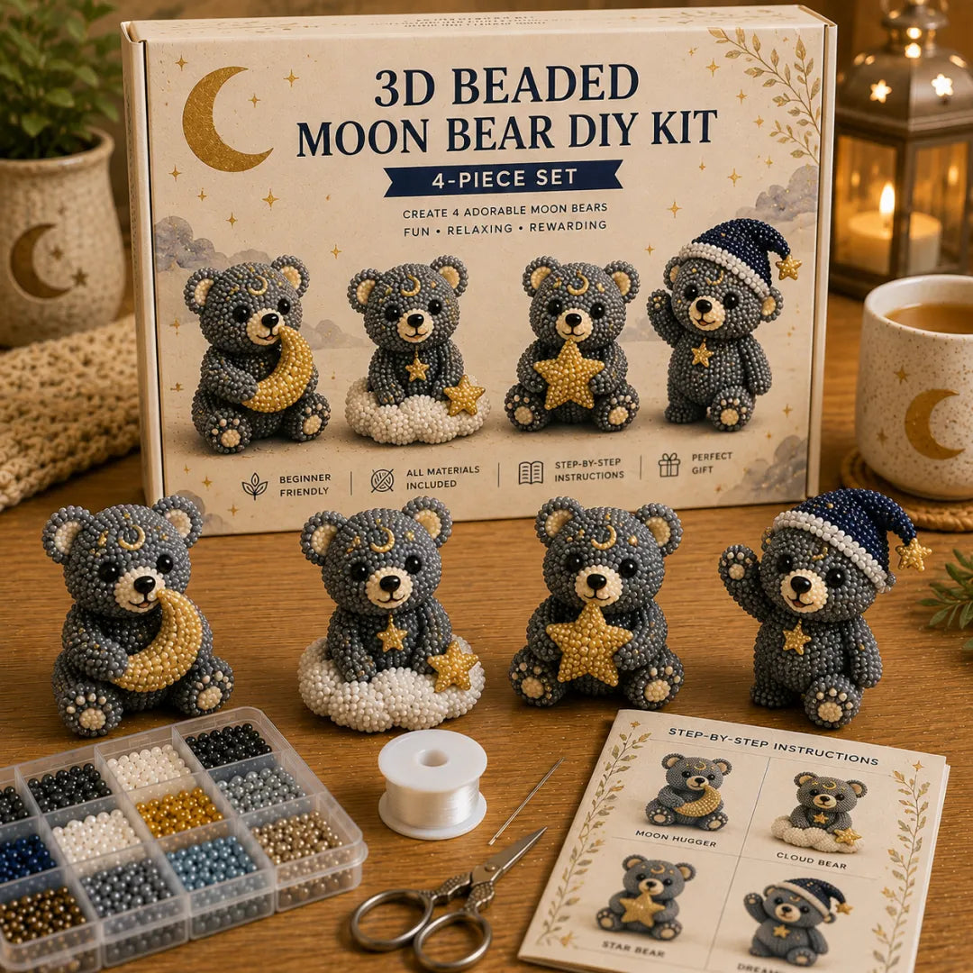 BearCraft - Kit de bricolaje de oso con cuentas 3D (set de 4 piezas hechas a mano)
