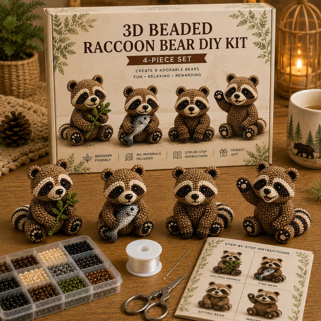 BearCraft - Kit de bricolaje de oso con cuentas 3D (set de 4 piezas hechas a mano)
