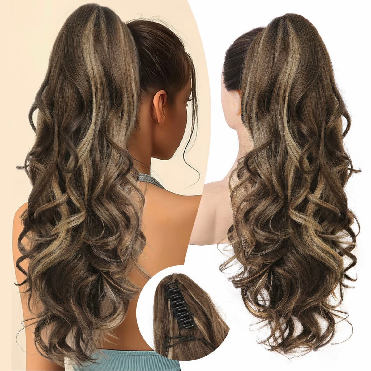 LunaLocks – Extensión de cola de caballo con ondas glamurosas