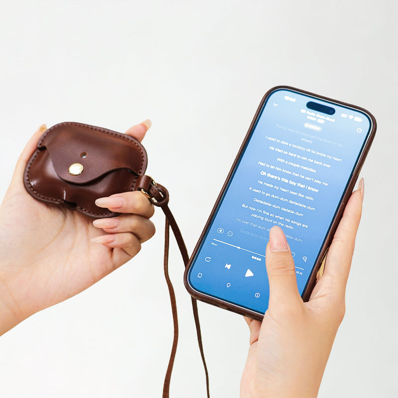 LuxeShield – Funda protectora de cuero genuino premium para AirPods