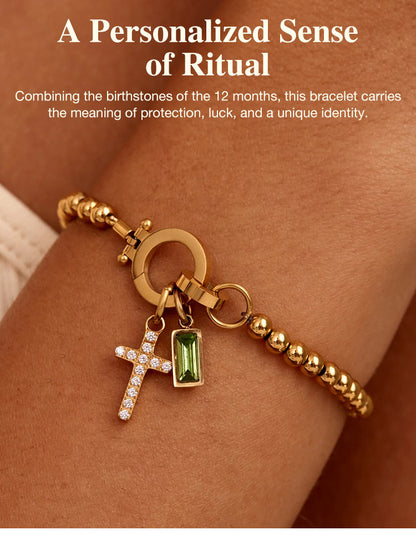 CelestiaFaith – Pulsera con cruz dorada