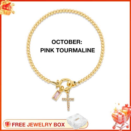 CelestiaFaith – Pulsera con cruz dorada