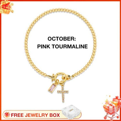 CelestiaFaith – Pulsera con cruz dorada