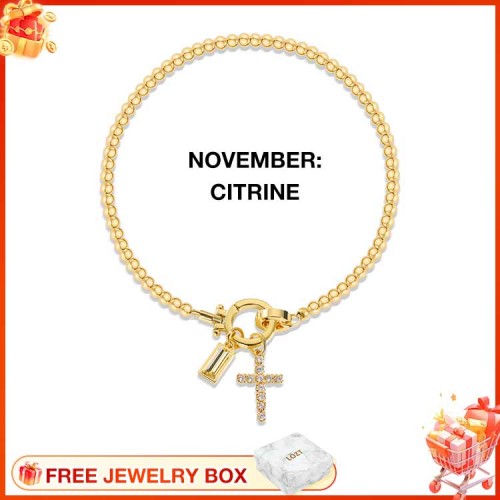 CelestiaFaith – Pulsera con cruz dorada