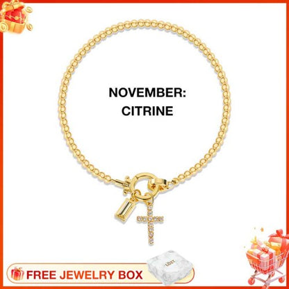 CelestiaFaith – Pulsera con cruz dorada