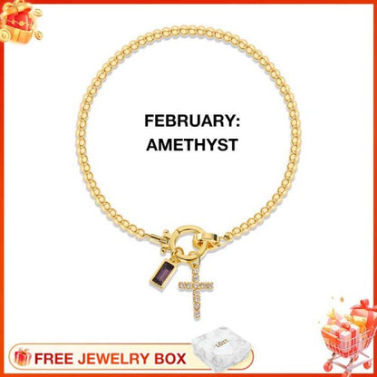 CelestiaFaith – Pulsera con cruz dorada
