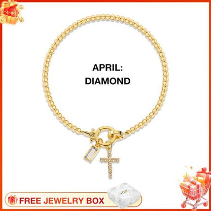 CelestiaFaith – Pulsera con cruz dorada