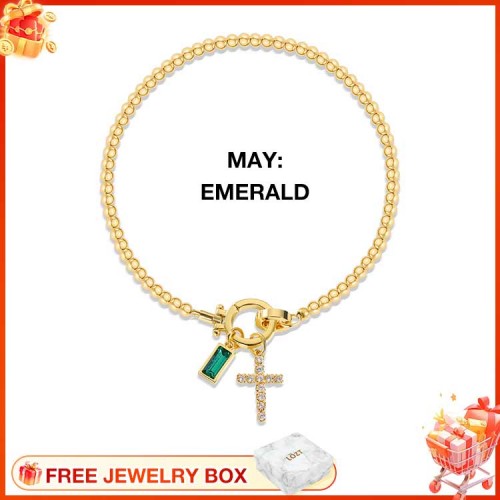CelestiaFaith – Pulsera con cruz dorada