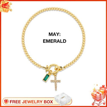 CelestiaFaith – Pulsera con cruz dorada