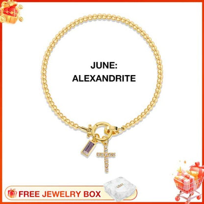 CelestiaFaith – Pulsera con cruz dorada